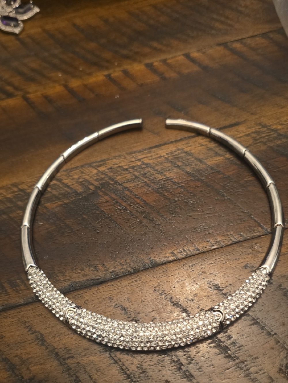 Joan Boyce Silver Crystal Pavé Collar Necklace